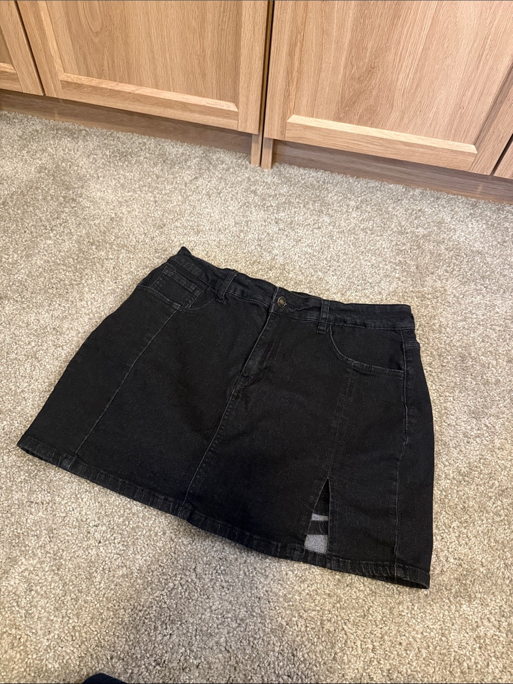 Classic Black Denim Mini Skirt